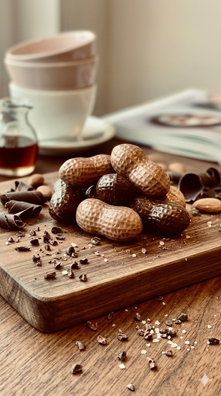 Pralines P.Nuts sur planche en bois